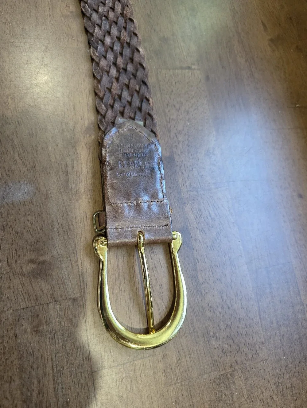 Michael Kors Braided Brown Belt with Gold Buckle Size Small